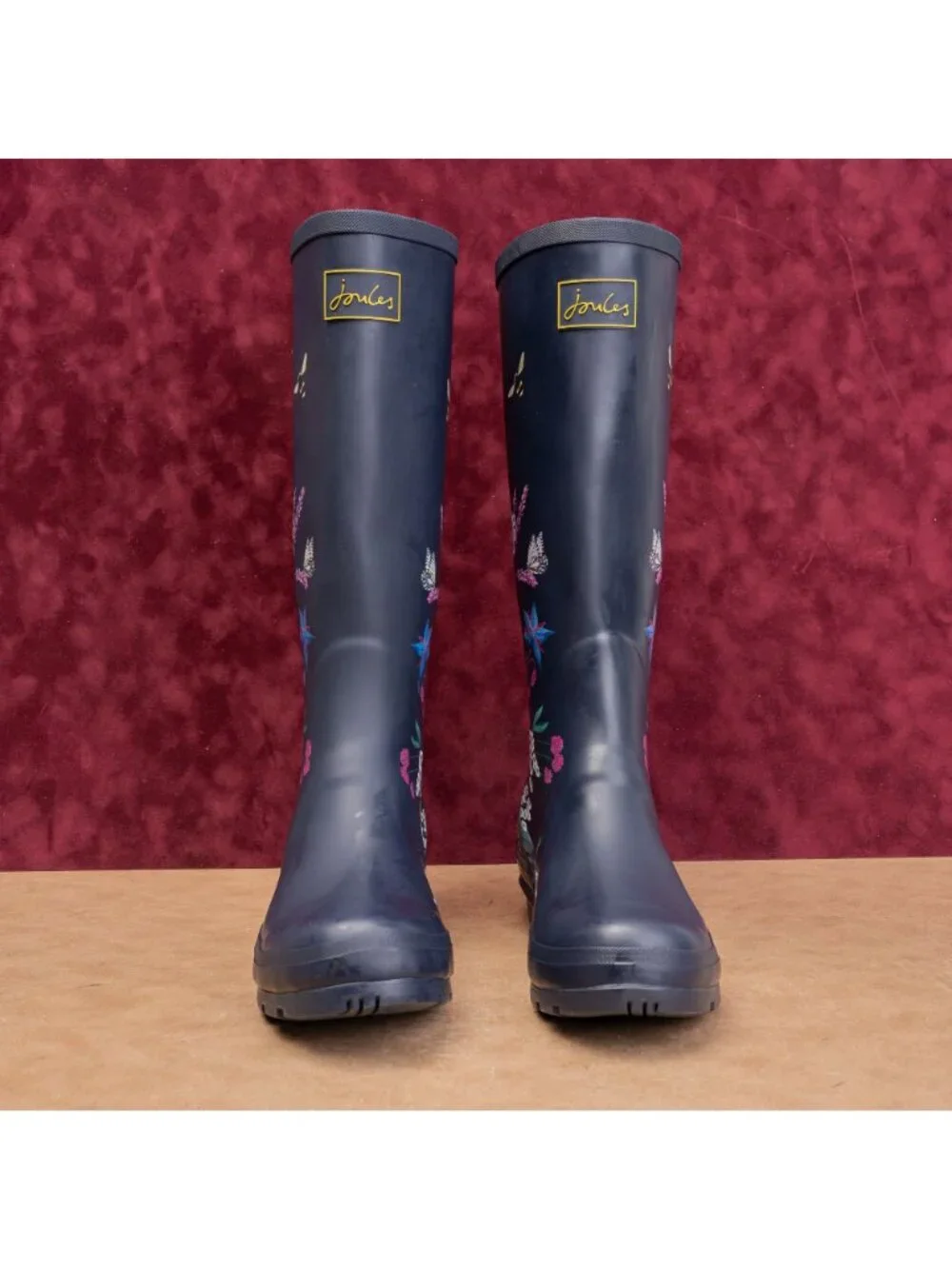 Joules Women Floral Navy Blue Festival Wellies Rain Rubber Boots 11US EUR43